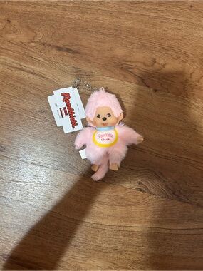 Monchhichi Pink Plush Keychain - Vintage Style